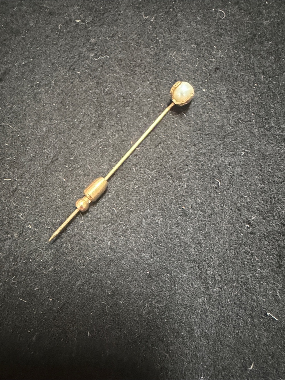 Vintage Gold Stick Pin with Pearl Accent